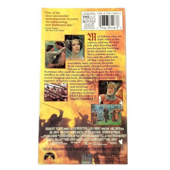 Braveheart Movie VHS New Sealed Watermark Mel Gibson - Picture 2 of 3